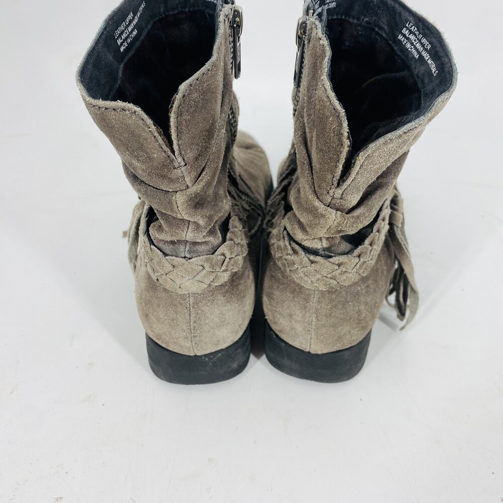 Born Ouvea Distressed Grey Suede Ankle Boots Braided Straps Size 7.5 Western - Picture 9 of 11